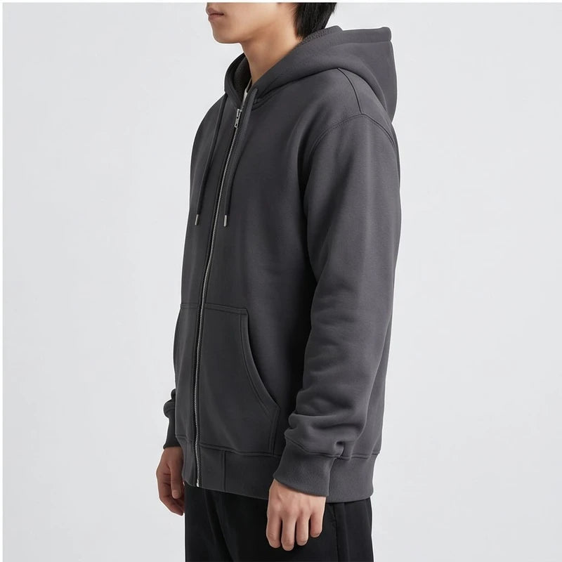 Model wearing Fleece-Lined Zip Hoodie Fleece-Lined Zip Hoodie in studio - 4