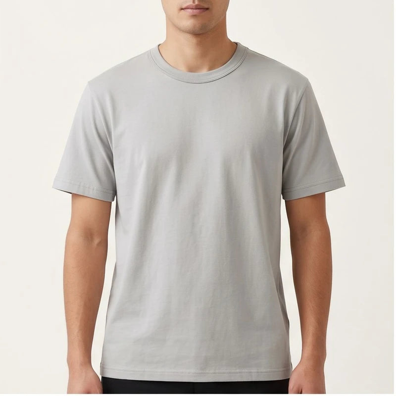 Model wearing Classic Crew Neck Tee Classic Crew Neck Tee in studio