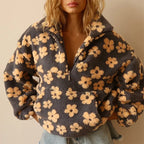 Flower Sherpa Zip Pullover