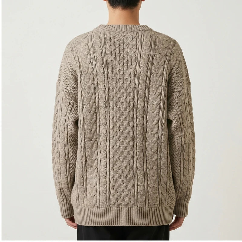 Model wearing Cable Knit Crewneck Sweater Cable Knit Crewneck Sweater in studio - 2
