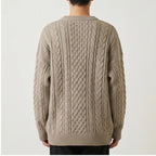 Model wearing Cable Knit Crewneck Sweater Cable Knit Crewneck Sweater in studio - 2