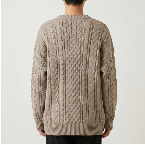 Model wearing Cable Knit Crewneck Sweater Cable Knit Crewneck Sweater in studio - 2