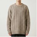 Model wearing Cable Knit Crewneck Sweater Cable Knit Crewneck Sweater in studio